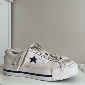 Converse One Star leather platform sneakers